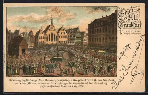 Künstler-AK Alt-Frankfurt, Rückzug der römisch-kaiserlichen Mayestät Franz II.