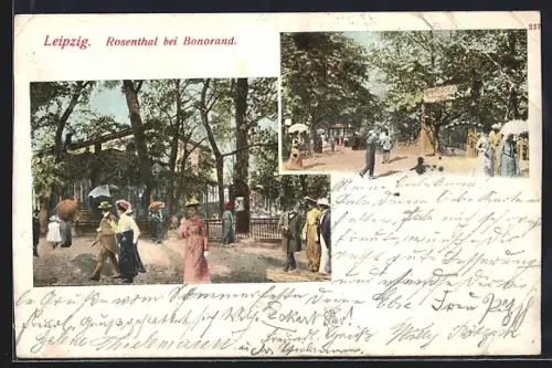 AK Leipzig, Gasthaus Rosenthal bei Bonorand, Spaziergänger