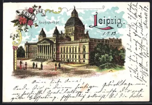 Lithographie Leipzig, Motiv vom Reichsgericht
