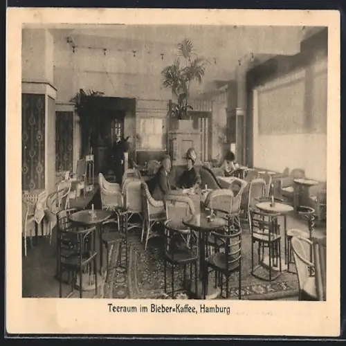AK Hamburg-St.Georg, Bieber-Cafe, Teeraum, Innenansicht