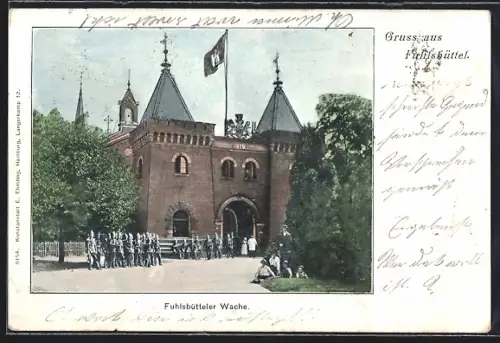 AK Hamburg-Fuhlsbüttel, Fuhlsbütteler Wache mit Soldaten