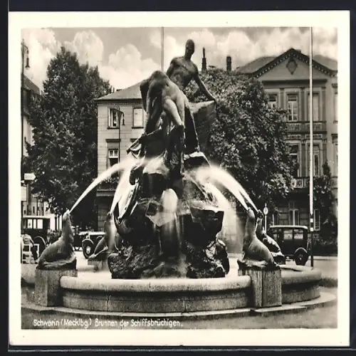 AK Schwerin / Mecklenburg, Brunnen der Schiffsbrüchigen