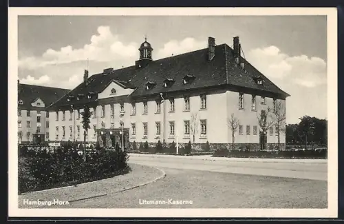 AK Hamburg-Horn, Litzmann-Kaserne mit Strassenpartie