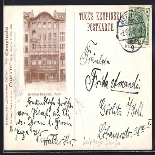 AK Berlin, Weingasthaus Kempinski, Leipziger Strasse