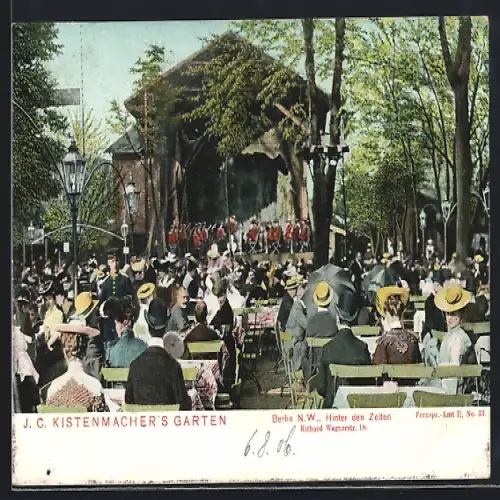 AK Berlin-Tiergarten, Gastwirtschaft J. C. Kistenmachers Garten, Hinter den Zelten, Richard Wagnerstr. 10