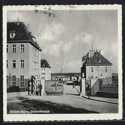 AK Meissen-Bohnitzsch, Artillerie-Kaserne mit Soldaten