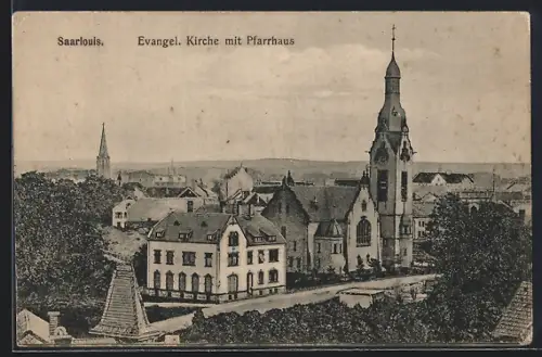 AK Saarlouis, evangl. Kirche mit Pfarrhaus