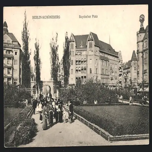 AK Berlin-Schöneberg, Bayrischer Platz mit Gebäudeansicht