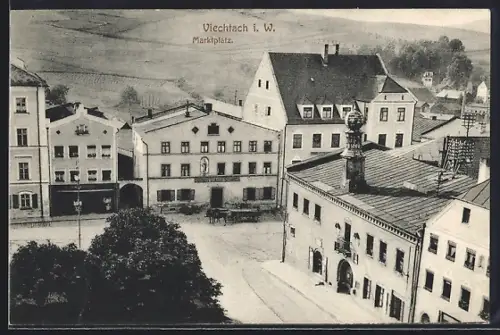 AK Viechtach i. W., Partie am Marktplatz
