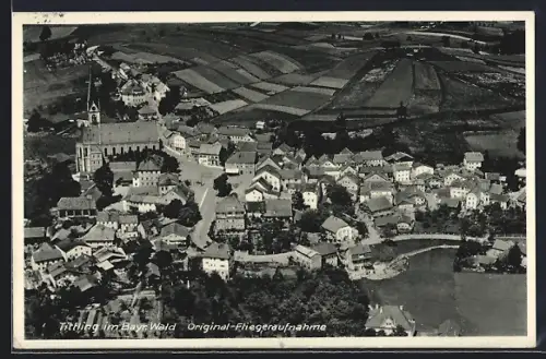 AK Tittling im Bayr. Wald, Ortsansicht vom Flugzeug aus