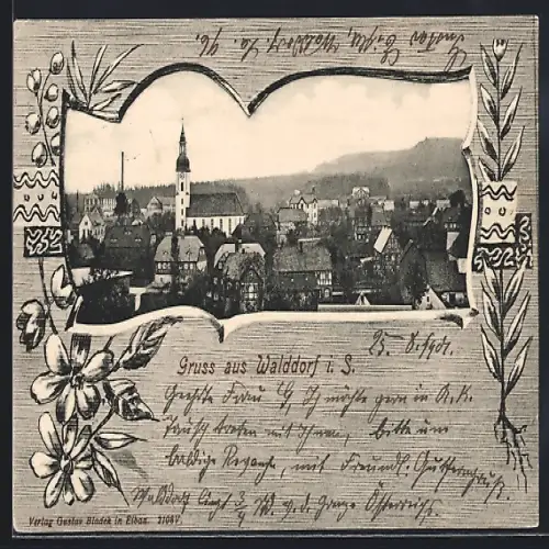 AK Walddorf i. S., Blick auf dem Ort