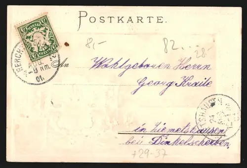 Passepartout-Lithographie Schönau am Königssee, Königsee mit Boot, Wappen