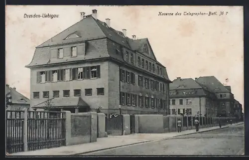 AK Dresden-Uebigau, Kaserne des Telegraphen-Batl. Nr. 7