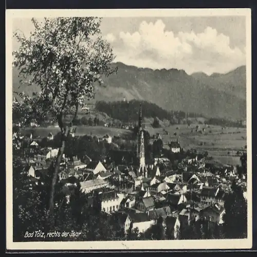 AK Bad Tölz, Ortsansicht rechts der Isar