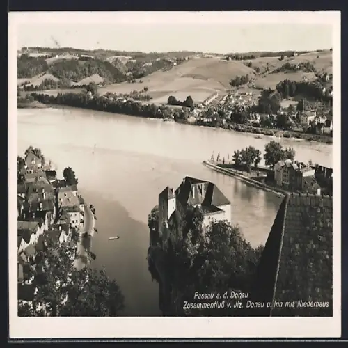 AK Passau, Donau und Inn mit Niederhaus