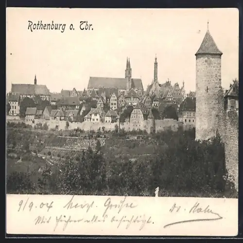 AK Rothenburg o. Tbr., Ortsansicht mit Befestigungsanlage