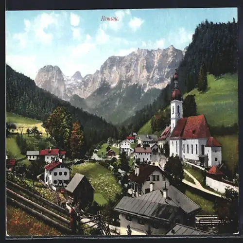 AK Ramsau / Berchtesgaden, Blick zur Kirche im Ort