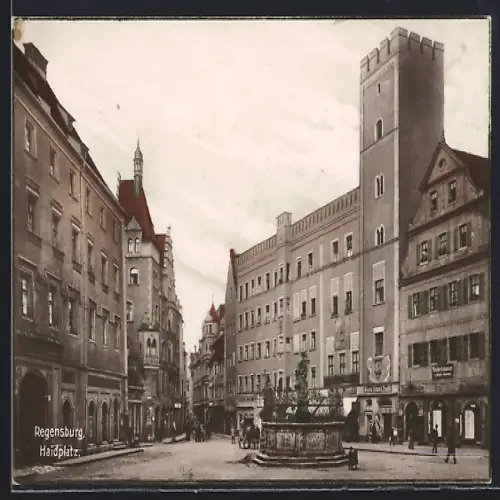 AK Regensburg, Haidplatz mit Geschäft Johann Eduard Paulin und Handwerkskammer