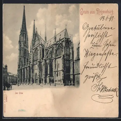 AK Regensburg, Ansicht vom Dom