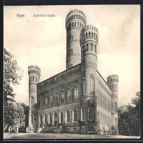 AK Binz, Ansicht mit Jagdschloss Granitz