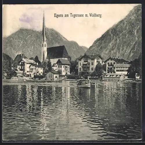 AK Egern am Tegernsee, Ortsansicht mit Wallberg