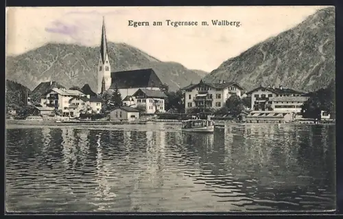AK Egern am Tegernsee, Ortsansicht mit Wallberg