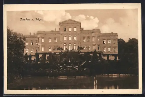AK Putbus a. Rügen, Schloss mit Garten und Teich
