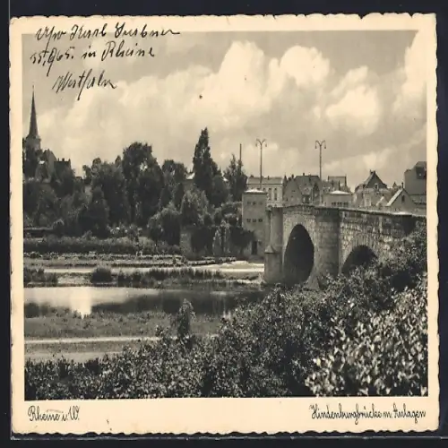 AK Rheine i. W., Hindenburgbrücke m. Anlagen