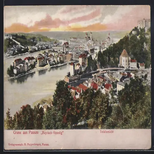 AK Passau, Totalansicht vom Ort