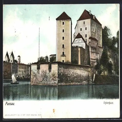 AK Passau, Unterhaus vom Wasser aus