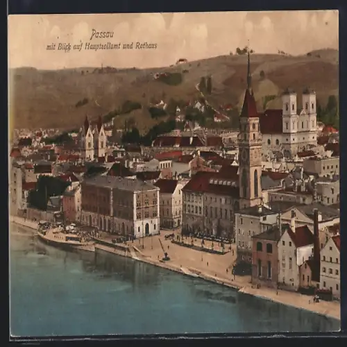 AK Passau, Hauptzollamt und Rathaus aus der Vogelschau