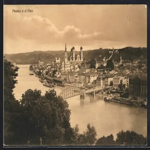 AK Passau, Ortsansicht v. d. Ries