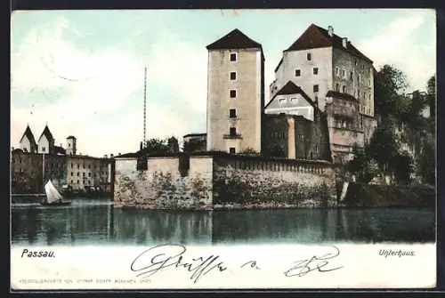 AK Passau, Flusspartie mit Unterhaus