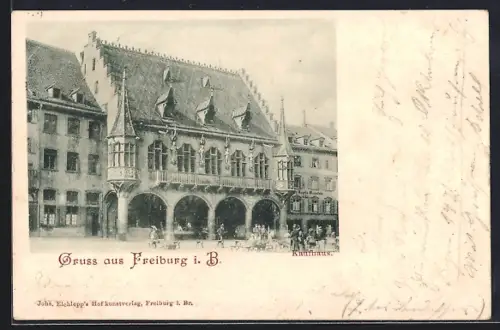 AK Freiburg i. B., Stadtleben am Kaufhaus