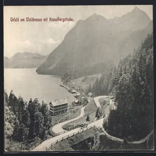 AK Urfeld am Walchensee, Ortsansicht mit Kesselbergstrasse