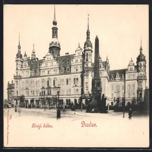 AK Dresden, Strassenpartie am Königl. Schloss