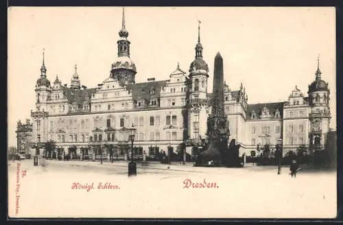 AK Dresden, Strassenpartie am Königl. Schloss
