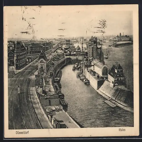 AK Düsseldorf, Hafen mit Strassenpartie