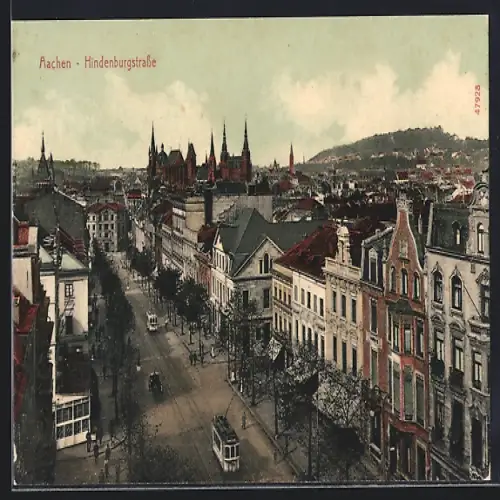AK Aachen, Hindenburgstrasse, Strassenbahn