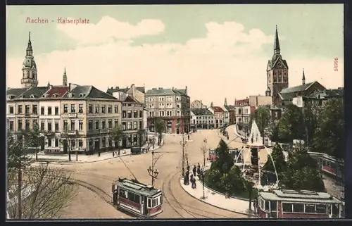 AK Aachen, Strassenbahn am Kaiserplatz
