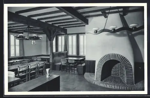 AK Asbach /Westerwald, Jugendherberge Peter Staffel, Kaminecke mit Tagesraum