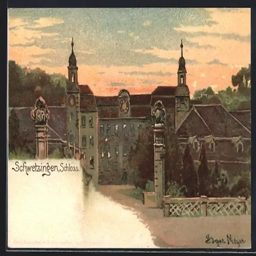 Künstler-AK Schwetzingen, Schloss Schwetzingen
