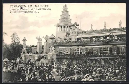 AK Berlin, Restaurant Terrassen am Halensee, Kurfürstendamm 124 a