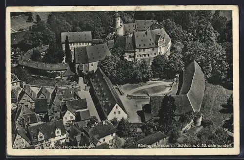 AK Büdingen /Hessen, Schloss aus dem 12. Jahrhundert, Fliegeraufnahme