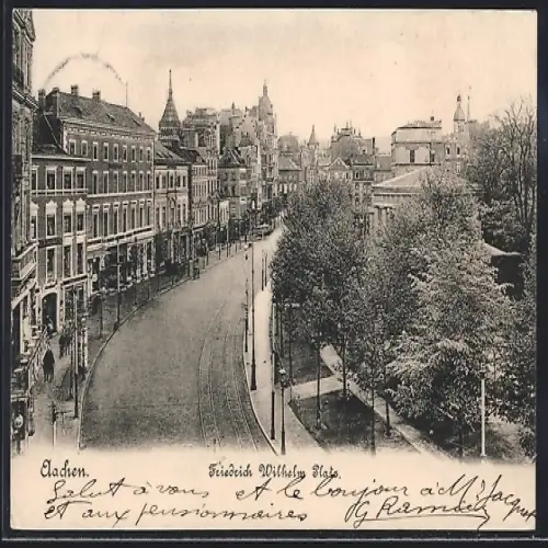 AK Aachen, Friedrich Wilhelm-Platz mit Strassenpartie