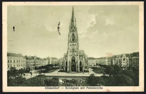 AK Düsseldorf, Kirchplatz mit Peterskirche