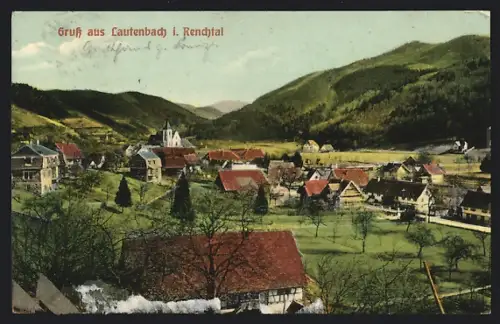 AK Lautenbach i. Renchtal, Ortsansicht mit Blick ins Tal