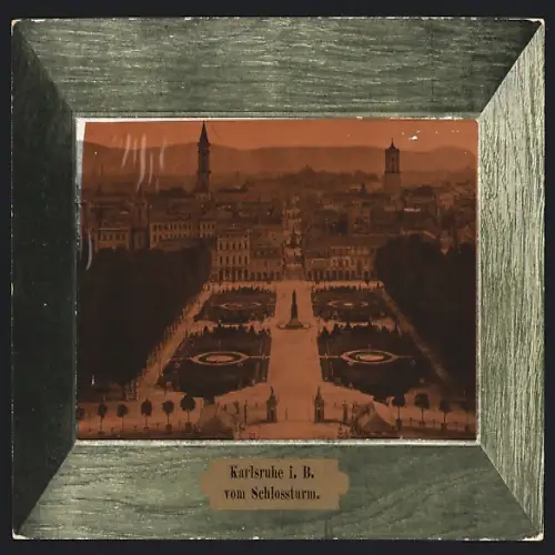 AK Karlsruhe i. B., Der Schlossgarten vom Schlossturm aus gesehen