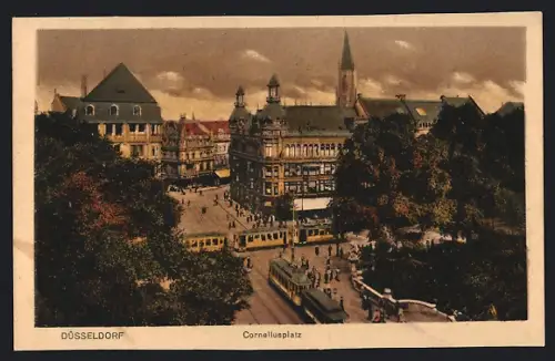 AK Düsseldorf, Corneliusplatz, Strassenbahn
