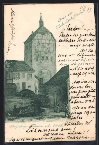 AK Neckarbischofsheim, Blick auf den Fünfeckigen Turm